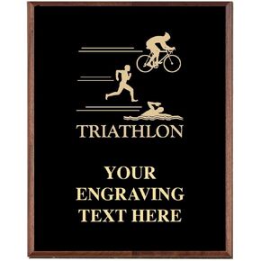 Crown Awards Triathlon Plaques, Custom Engraved Triathlon Trophy Plaque Award, Great Customizable Triathlon Gift Prime