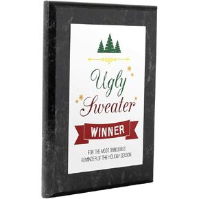 5 x 7" Ugly Christmas Sweater Winner Award Plaque (Coated Cherry Board)