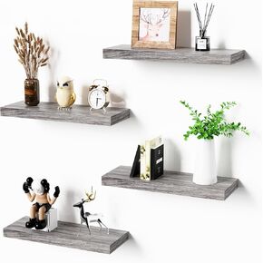 Bellsal Floating Shelves for Wall, Black Engineered Wood Wall Shelf Set of 2, 24" Wall Mounted Floating Shelf for Kitchen, Living Room, Bedroom, Bathroom Storage, Book Shelf for Wall Home Decor