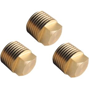DEWHEL Brass 1/2" NPT Boat Drain Plugs,3pcs Boat Hull Spare Garboard Drain Plug for Bayliner Four Winns Glastron Larson Sea Ray Starcraft and Many Other Models
