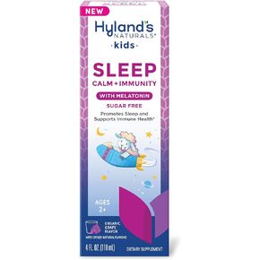 Hyland's Kids - Melatonin-Free Organic Sleep Calm + Immunity Liquid, Sugar-Free, Promotes Sleep & Supports Immune Health, Ages 2+, Grape Flavor, 4 Fl. Oz.