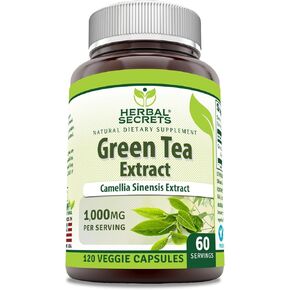 Amazing Nutrition Herbal Secrets Green Tea Extract 1000 Mg per Serving | Veggie Capsules Supplement | Non-GMO | Gluten-Free | Made in USA (1 Pack, 120 Count)