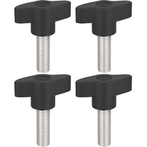 4Pcs M8 x 25mm Clamping Screw Knob, T Shaped Wing Adjustable Thumb Screws Handle Nut Z Type Knurled Grip Handgrips Bolt for Quick Remove Hand Tightening Knob Replacement