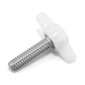 1/4"-20 x 1" Thumb Screw Stainless Steel - White Tee Wing Plastic Knob - Standard/Coarse Thread ThumbScrew - Length: 1.000" - Proudly Built in USA - Package of (4)