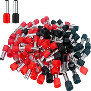 200 Pcs Wire Ferrules Kit 8 AWG Ferrule Connectors End Terminal E10-12 Insulated Ferrule Pin Cord End Terminal for Car Audio, Electronics, Communication Equipment (100 Black + 100 Red)