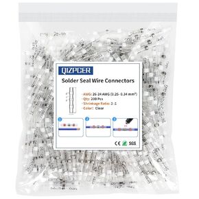 200Pcs Solder Seal Wire Connectors, 16-14 Gauge Blue Heat Shrink Wire Connectors Waterproof Electrical Cable Butt Terminals for Marine Automotive Trailer RV Boat Truck Wiring