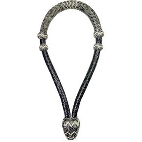 Equestrian Horse Tack Bosal Hand Braided Raw Hide Plated Bosal Hand Crafted 5/8'' Thickness Rawhide Full Size Black and White