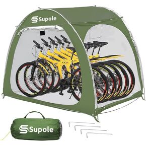 Outdoor 4 or 5 Bike Storage Tent, 7' x 5' x 5.5' Bicycle Shed, Extra Thick 210D Silver-Plated Oxford Waterproof & Sunproof, Double Side Opening Portable Bikes Cover, Grey