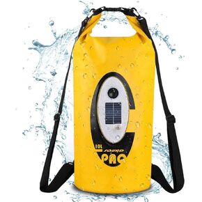 Waterproof 20L Dry Bags with Wireless Speaker Backpack for Fishing Hiking Floating,Solar Dry Storage Bag Built-in 2000mAh Battery and 5 Lighting Modes for Camping (Blue)