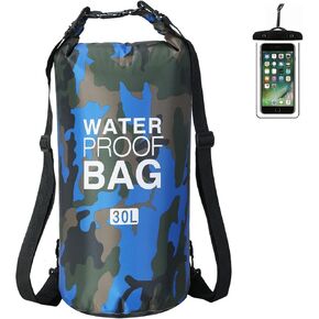 حقيبة ظهر مقاومة للماء وجافة 2 لتر/5 لتر/10 لتر/20 لتر/30 لتر، كيس ضغط جاف، يبقي العتاد جافًا للتجديف بالكاياك والشاطئ وركوب القوارب والمشي لمسافات طويلة والتخييم وصيد الأسماك مع جراب هاتف مقاوم للماء in Kuwait