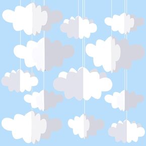 16 Pcs Cloud Decorations White Hanging Clouds for Ceiling Felt Artificial Cloud Decor Fake Cloud Imitation Decorative Hanging Ornaments Cloud Props Cloud Shape Wedding Ornament for Art (3D Cloud)