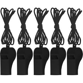5 Pcs Loud Plastic Emergency Whistle with Lanyard for Outdoor Activities, Coach Trainning Whistles Party Whistles for School Sports and Kids Parties Gift Boxes Fillers