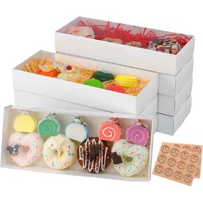 20Pack 12x 4.8 x 2 Inches Clear Chocolate Covered Strawberries Boxes Cookie Boxes with Window White Macaron Boxes for 12 Cookies Truffle Donuts for Wedding Father's Day Gift, Slide out
