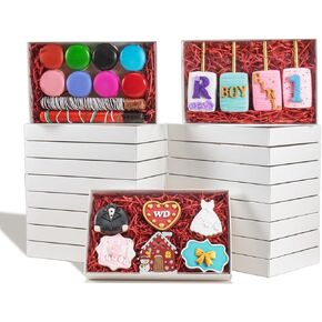 RomanticBaking30PCS 9½"x 6"x 1¼" White Cookie Boxes with Full Clear Window,Cakesicle Boxes Bakery Macaron Boxes Treat Boxes for Christmas Easter Mother's Day Valentine's Day