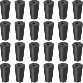MECCANIXITY Rubber Tapered Plug 13mm to 17mm Solid Test Tubes Bungs Stopper with Hole Black for Lab Home 24 Pieces