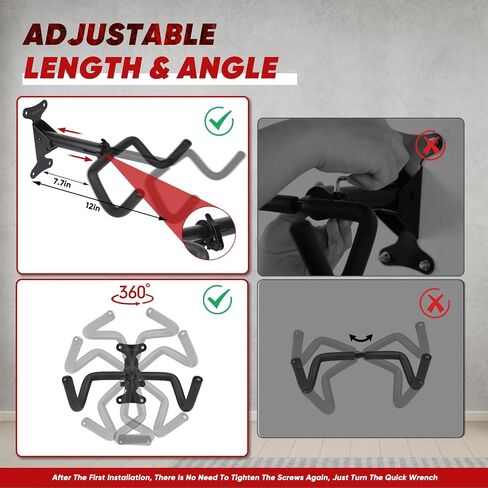 Bike Wall Mount, Bike Hanger,1 Pack/2 Pack,Bike Hooks for Garage,Adjustable Angle & Length,Suitable for Various Types of Bicycles in Saudi Arabia
