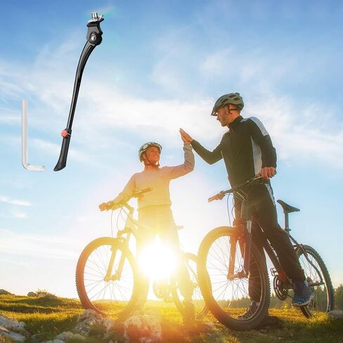 مسند جانبي لركوب الدراجات قابل للتعديل حامل دعم الدراجة من سبائك الألومنيوم مع مفتاح ربط سداسي 8 مم للدراجة 24، 26، 27.5 بوصة (أسود) in Kuwait