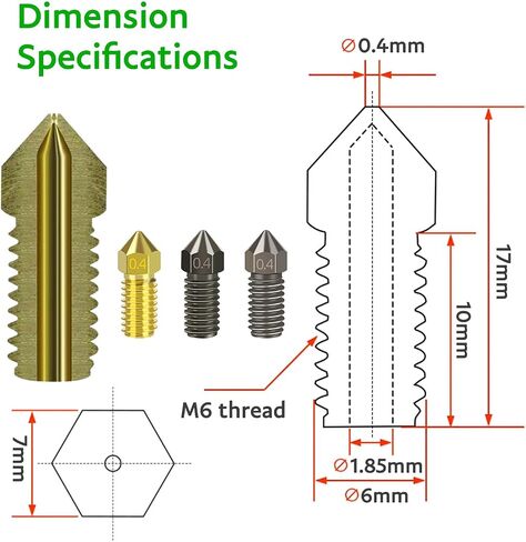 WINSINN 3D Printer M5 Nozzle 0.4mm, Premium Brass, Compatible with AnkerMake M5/M5C Hotend Extruder (Pack of 10Pcs) in Saudi Arabia