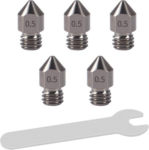 Aokin 5 Pcs 0.6mm Hardened Steel Nozzles MK8 Nozzles 3D Printer Nozzles with High Temperature Wear Resistant for Creality Ender 3/3 Pro/3 V2, Ender 5/5 Pro, CR-10/10S, Makerbot, with Flat Wrench in Saudi Arabia
