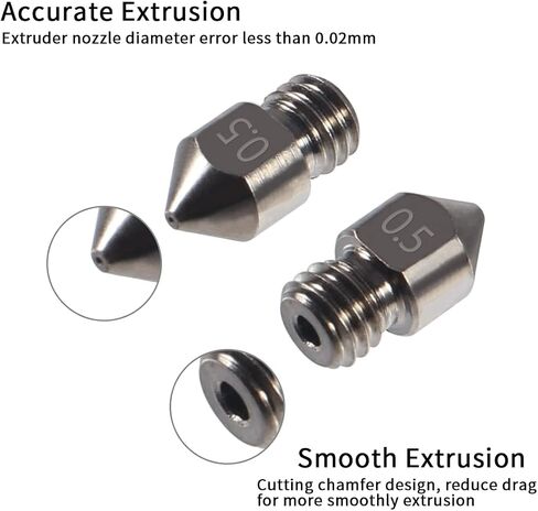 Aokin 5 Pcs 0.6mm Hardened Steel Nozzles MK8 Nozzles 3D Printer Nozzles with High Temperature Wear Resistant for Creality Ender 3/3 Pro/3 V2, Ender 5/5 Pro, CR-10/10S, Makerbot, with Flat Wrench in Saudi Arabia