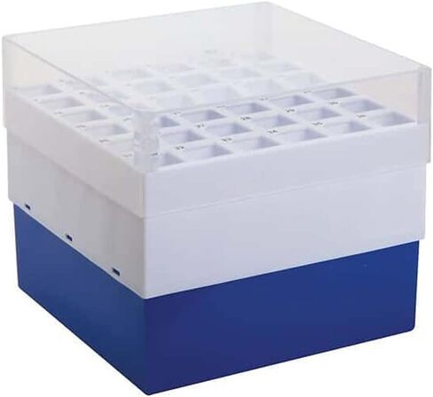 Argos R0050 Orange Polypropylene 16 Place Centrifuge Tube Freezer Storage Box with Clear Lid for 50mL Centrifuge Tubes, 5-3/4" Length x 5-3/4" Width x 4-7/8" Height (Pack of 2) in Saudi Arabia