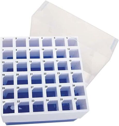 Argos R0050 Orange Polypropylene 16 Place Centrifuge Tube Freezer Storage Box with Clear Lid for 50mL Centrifuge Tubes, 5-3/4" Length x 5-3/4" Width x 4-7/8" Height (Pack of 2) in Saudi Arabia