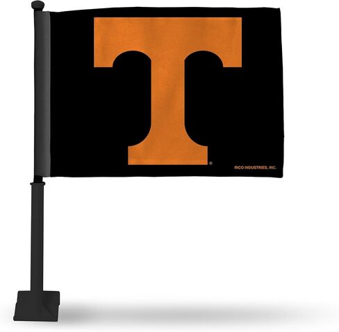 Rico Industries NCAA Tennessee Volunteers Black Double Sided Car Flag W' Black Pole 16 x 19.5-" in Saudi Arabia