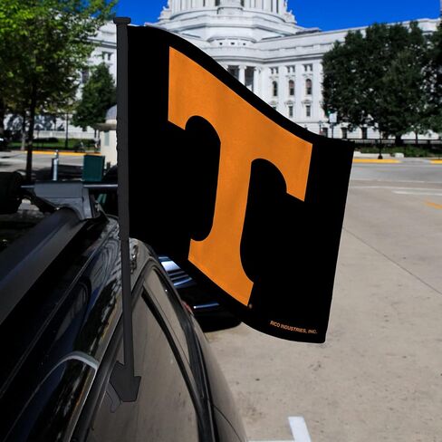 Rico Industries NCAA Tennessee Volunteers Black Double Sided Car Flag W' Black Pole 16 x 19.5-" in Saudi Arabia