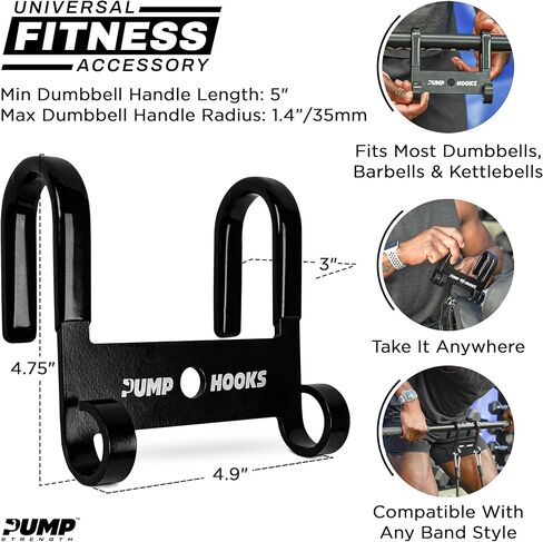 Lifting Hooks for Weightlifting - Attach Barbell, Dumbbell, Kettlebell to Resistance Band, Chains, Cables (Pair). Use for T-Bar Rows, Weighted Dips, Belt Squat, Pull-Ups. Fitness Clips in Saudi Arabia