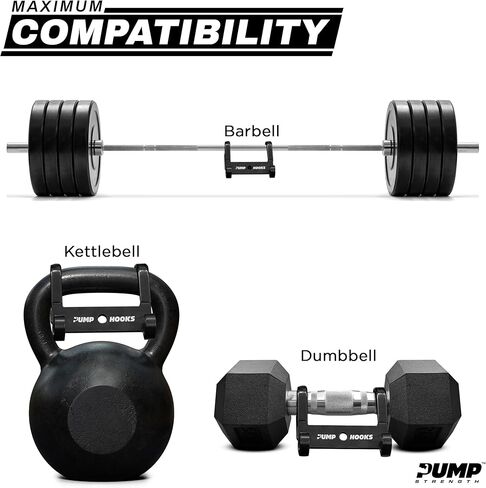 Lifting Hooks for Weightlifting - Attach Barbell, Dumbbell, Kettlebell to Resistance Band, Chains, Cables (Pair). Use for T-Bar Rows, Weighted Dips, Belt Squat, Pull-Ups. Fitness Clips in Saudi Arabia