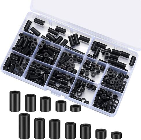 430PCS Nylon Round Gasket Switch Socket Insulation Post Screw Washer M3 M4 Black ABS Insulation Straight-Through Tube Isolation Post Combination Kit in Saudi Arabia