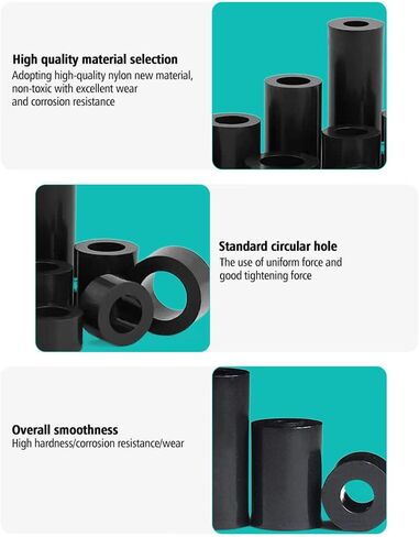 430PCS Nylon Round Gasket Switch Socket Insulation Post Screw Washer M3 M4 Black ABS Insulation Straight-Through Tube Isolation Post Combination Kit in Saudi Arabia