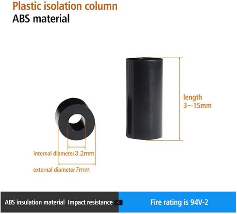 430PCS Nylon Round Gasket Switch Socket Insulation Post Screw Washer M3 M4 Black ABS Insulation Straight-Through Tube Isolation Post Combination Kit in Saudi Arabia