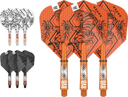 Target Darts Raymond Van Barneveld Ink Design No.6 Dart Flights & Short (34mm) Shafts Stems - 9 Flights and 9 Shafts in Total in Saudi Arabia