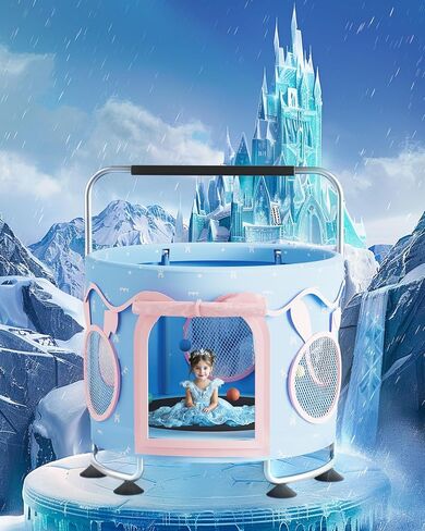 Trampoline for Kids - Adjustable Baby Toddler Trampoline with Anti-Rollover Round Bottom and Safety Enclosure, Birthday Gifts for Girl, Boy Indoor & Outdoor in Saudi Arabia