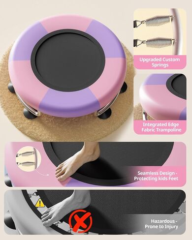 Trampoline for Kids - Adjustable Baby Toddler Trampoline with Anti-Rollover Round Bottom and Safety Enclosure, Birthday Gifts for Girl, Boy Indoor & Outdoor in Saudi Arabia