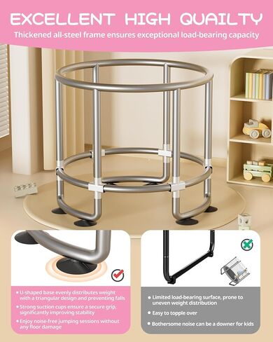 Trampoline for Kids - Adjustable Baby Toddler Trampoline with Anti-Rollover Round Bottom and Safety Enclosure, Birthday Gifts for Girl, Boy Indoor & Outdoor in Saudi Arabia