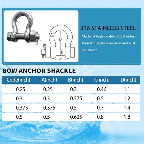 القوس مرساة D تكبل الفولاذ المقاوم للصدأ 316 دي حلقة مزورة نوع الترباس تكبل الأجهزة البحرية in Kuwait