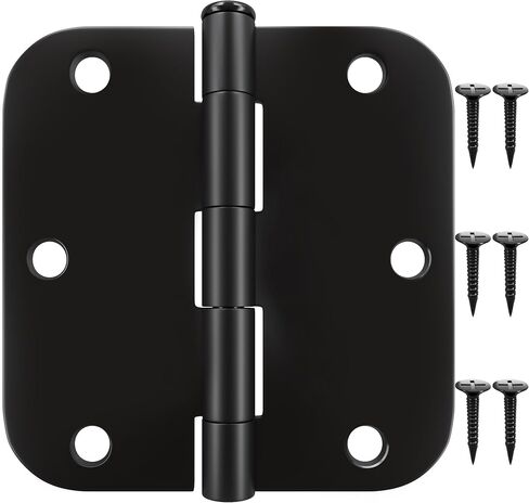 Utopia Home 18 Pack Matte Black Door Hinges 3.5 Inch Rounded, Interior door hinges black matte with 5/8" Radius Edges, 3 ½ x 3 ½ inch Hardware Door Hinges for Both Interior and Exterior Doors in Saudi Arabia