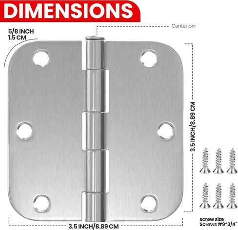 Utopia Home 18 Pack Matte Black Door Hinges 3.5 Inch Rounded, Interior door hinges black matte with 5/8" Radius Edges, 3 ½ x 3 ½ inch Hardware Door Hinges for Both Interior and Exterior Doors in Saudi Arabia