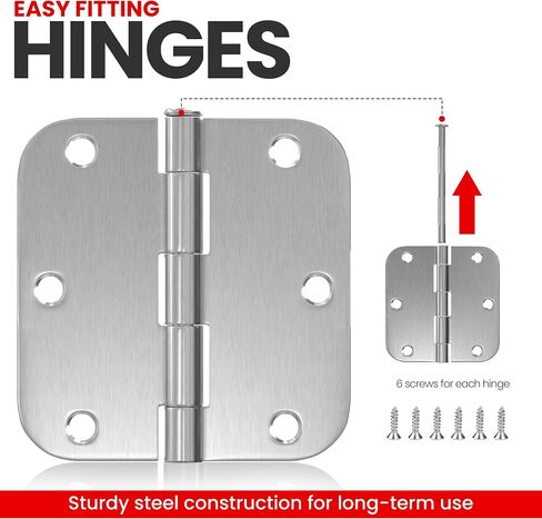 Utopia Home 18 Pack Matte Black Door Hinges 3.5 Inch Rounded, Interior door hinges black matte with 5/8" Radius Edges, 3 ½ x 3 ½ inch Hardware Door Hinges for Both Interior and Exterior Doors in Saudi Arabia