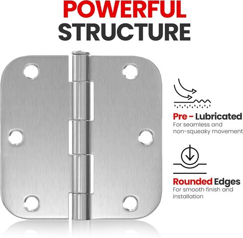 Utopia Home 18 Pack Matte Black Door Hinges 3.5 Inch Rounded, Interior door hinges black matte with 5/8" Radius Edges, 3 ½ x 3 ½ inch Hardware Door Hinges for Both Interior and Exterior Doors in Saudi Arabia