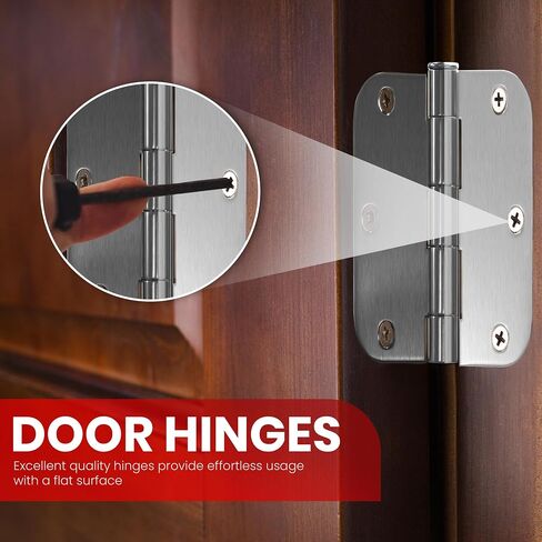 Utopia Home 18 Pack Matte Black Door Hinges 3.5 Inch Rounded, Interior door hinges black matte with 5/8" Radius Edges, 3 ½ x 3 ½ inch Hardware Door Hinges for Both Interior and Exterior Doors in Saudi Arabia