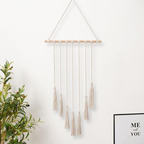 Macrame Wall Hanging Boho Hanging Photo Display with Remote Light 20 Clips， Christmas Birthday Gifts for Teen Girls, Trendy Stuff, Macro Photo Frame for Living Room, Dining Room, Home Decor (COLOURED) in Saudi Arabia