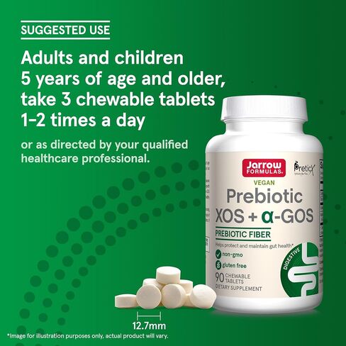 Jarrow Formulas Prebiotic XOS + GOS Prebiotic Fiber، مكمل لدعم الأمعاء، 90 قرصًا صحيًا للأمعاء قابل للمضغ، كمية تكفي لمدة 30 يومًا in Kuwait
