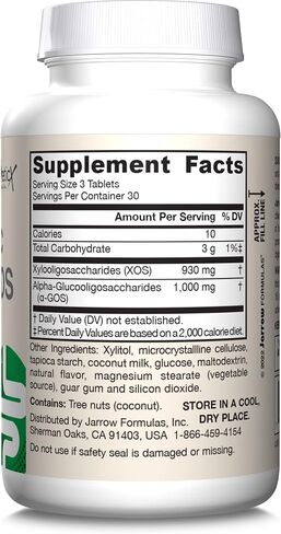 Jarrow Formulas Prebiotic XOS + GOS Prebiotic Fiber، مكمل لدعم الأمعاء، 90 قرصًا صحيًا للأمعاء قابل للمضغ، كمية تكفي لمدة 30 يومًا in Kuwait