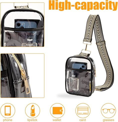 حقيبة شفافة معتمدة للملعب حقيبة كروس شفافة معتمدة للملعب حقيبة حفلات موسيقية شفافة مع حزام قابل للتعديل محفظة صغيرة شفافة للحفلات الموسيقية والمهرجانات والأحداث الرياضية in Kuwait