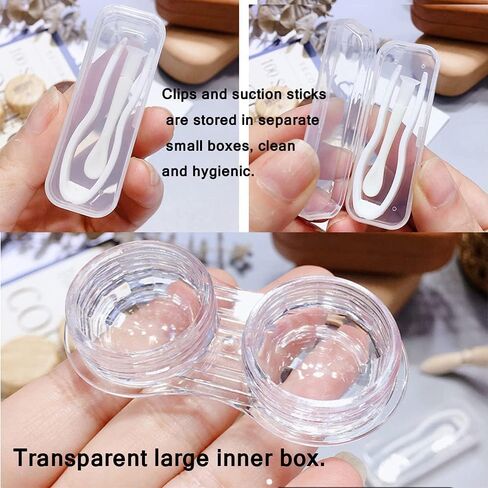 （1Pack Wood Grain Contact Lens Case Compact Eye Contact Case for Travelling Portable Contact Box with Mirror Rectangle，Cute Colorful Especially Fresh Brown in Saudi Arabia