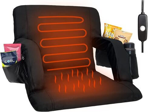 Double Heated Portable Reclining Bleachers Back Chair, Stadium Seats with Heated Back and Cushion, Outdoor Chair Cushion, Beach Chair , Stadium Chair with Back and Arm Support for Sport Events in Saudi Arabia