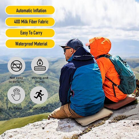 Inflatable Stadium Seat Cushion Pad: Portable Travel Camping Air Sitting Chair Pillow - Self Inflating Airplane Seats Bleacher Sit Seating Pads - Outdoor Blow Up Foldable Cushions For Hiking Hunting in Saudi Arabia